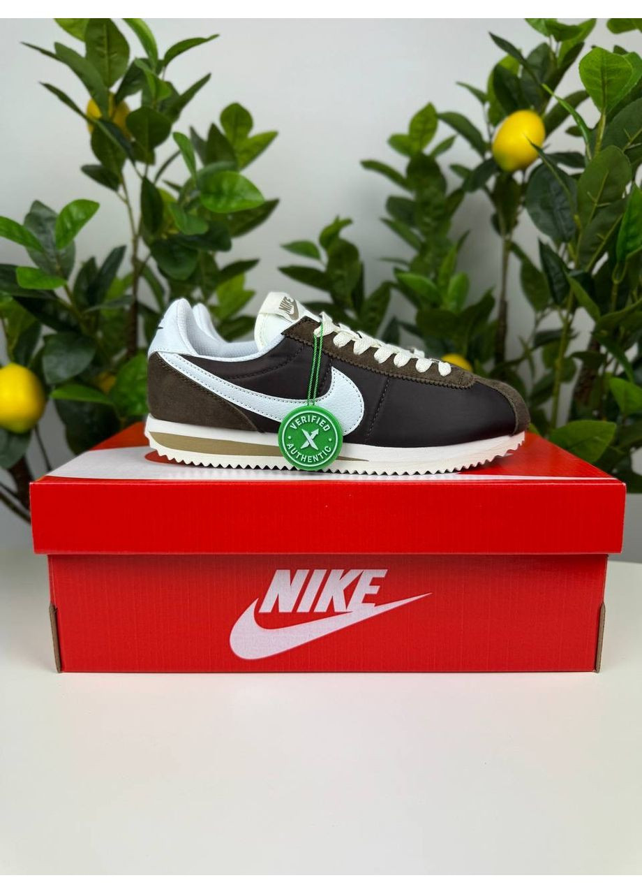 Белые демисезонные кроссовки мужские nike cortez brown white найк кортез No Brand