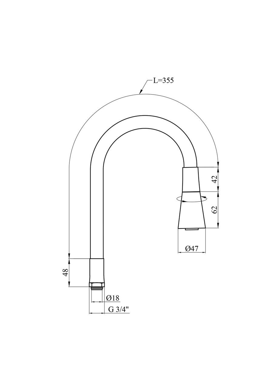 Излив для смесителя гибкий KRM - C8031BLK Kroner (332971321)