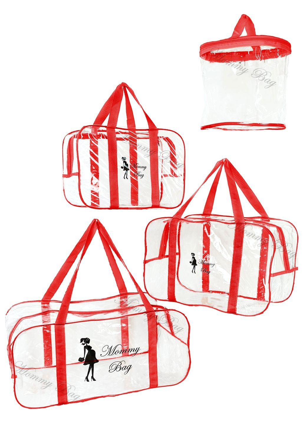 Набір із прозорих сумок у пологовий будинок (S, M, L + органайзер) Mommy Bag (280941986)