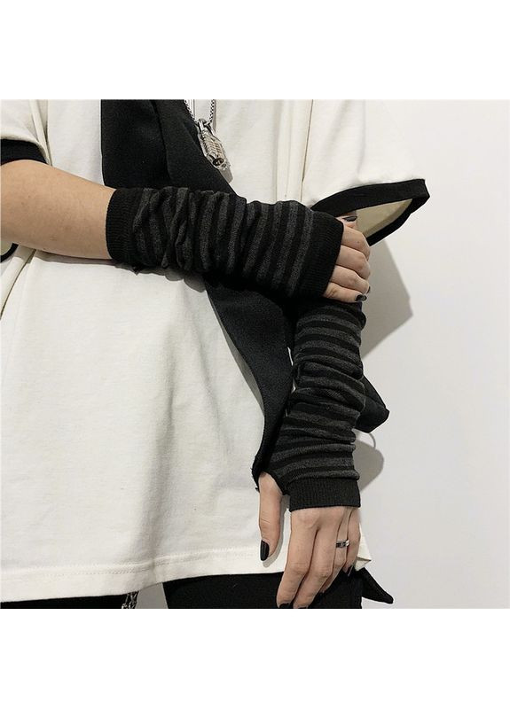 Митенки чорні, мітенки у смужку No Brand (358649468)