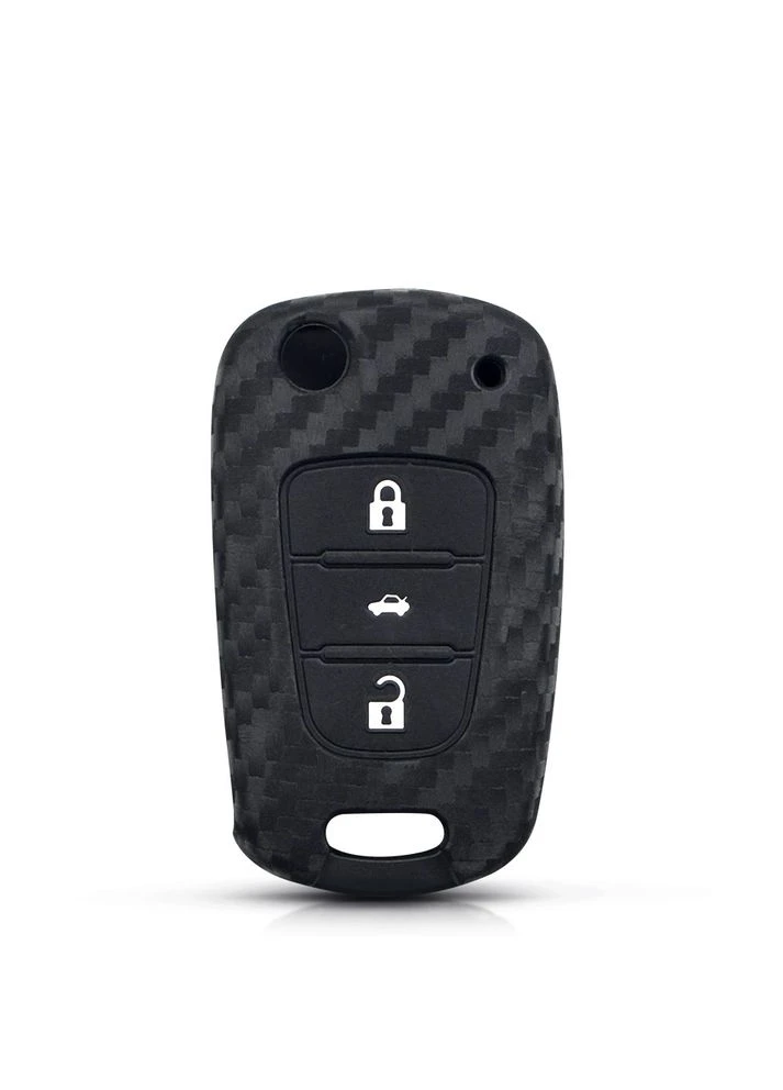 Силиконовый чехол для автомобильного флип-ключа KIA (КИА) черный карбон KEYYOU (389018664)