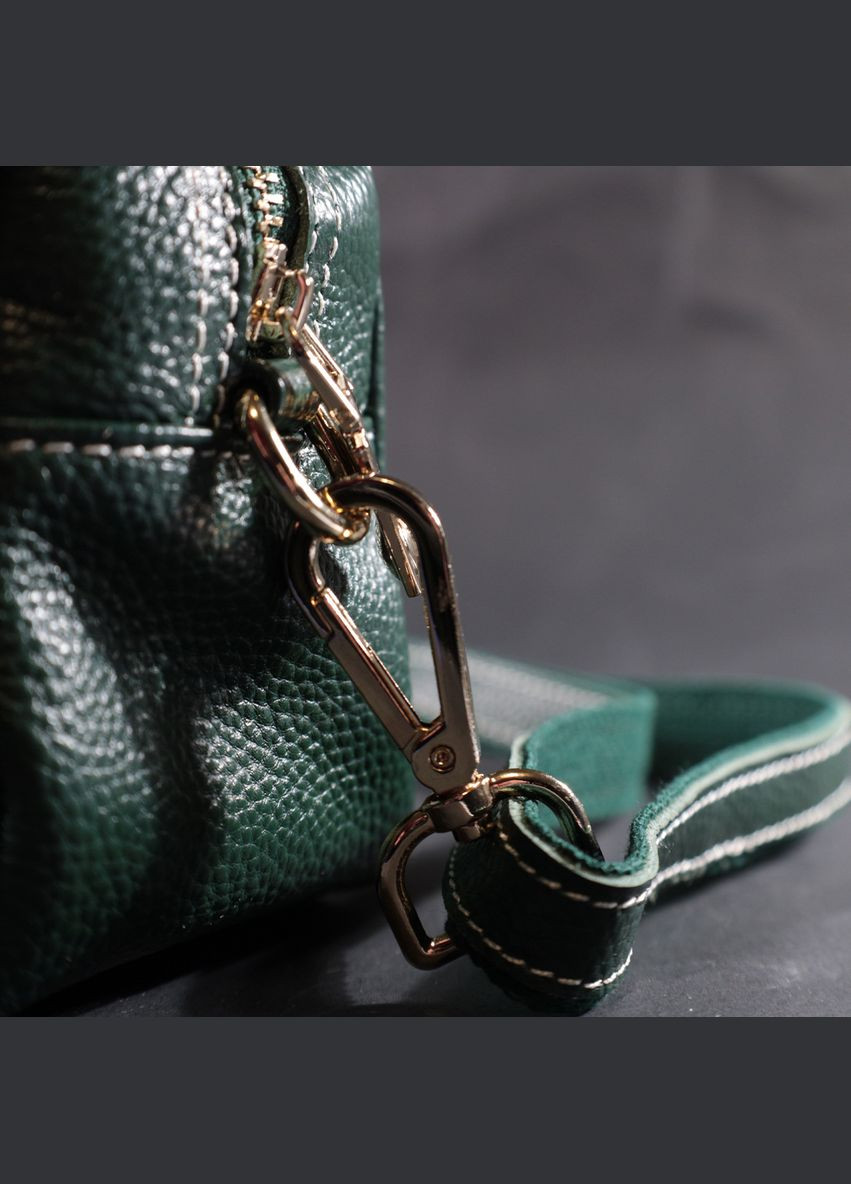 Сумка через плече жіноча з двома ременями шкіряна 22277 Зелений Vintage (302009024)