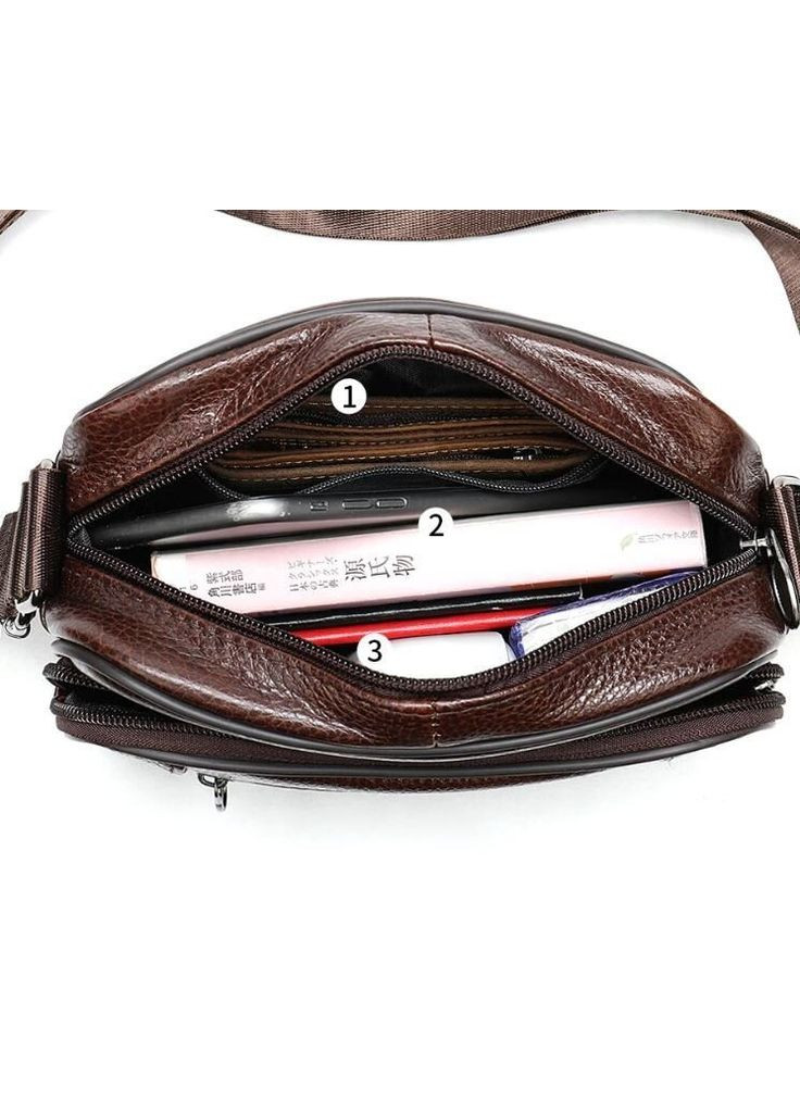 Шкіряна сумка крос боді чоловіча месенджер через плече коричнева 14988 Vintage (329198793)