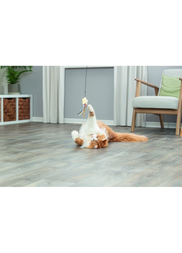 Іграшка для кішок Паличка з плюшевою зіркою та котячою м'ятою 46 см Trixie (330747252)