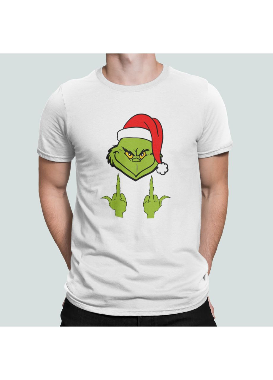 Белая мужская новогодняя футболка с принтом grinch гринч похититель рождества Stedman