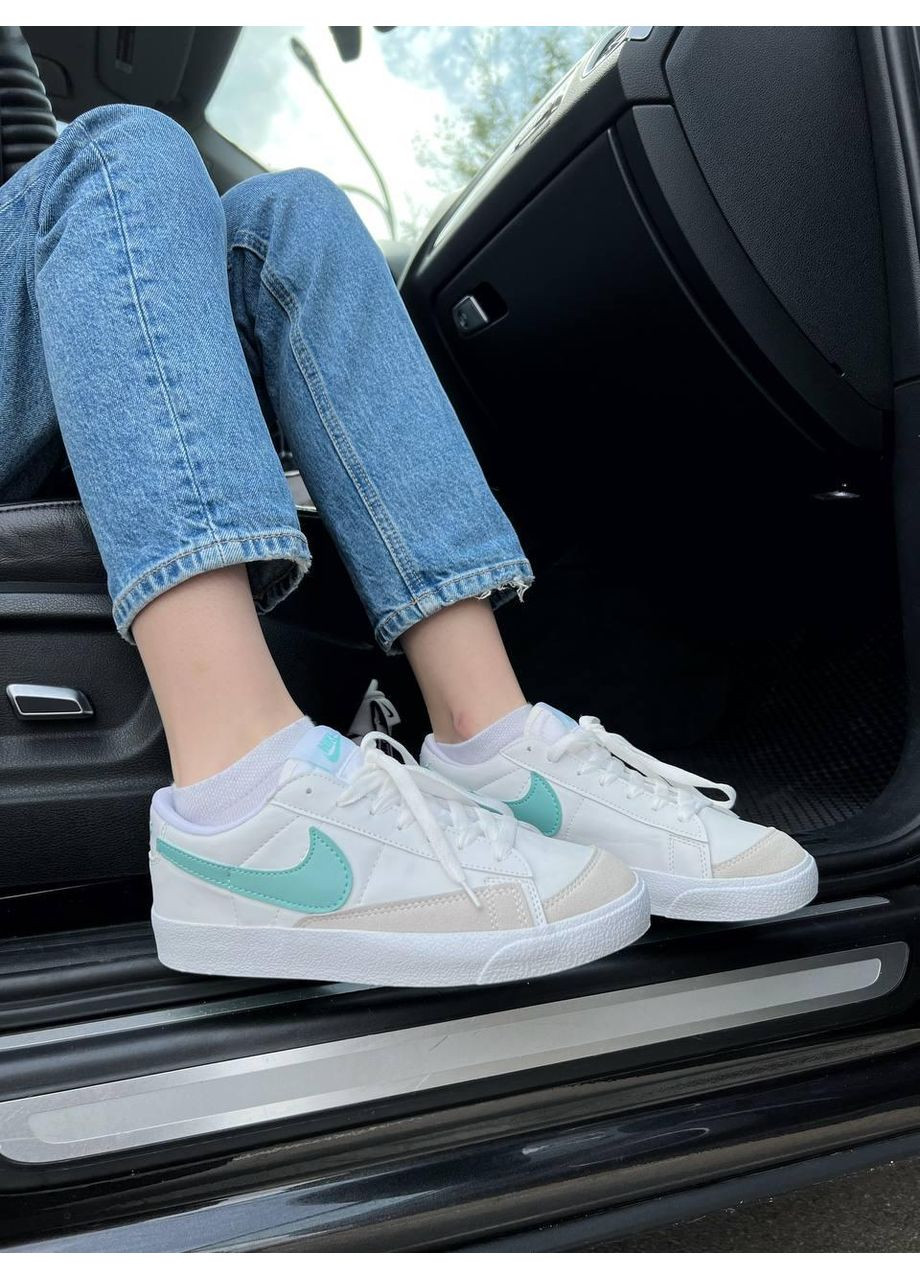Білі Осінні кросівки чоловічі nike blazer low platform white mint найк блейзер No Brand