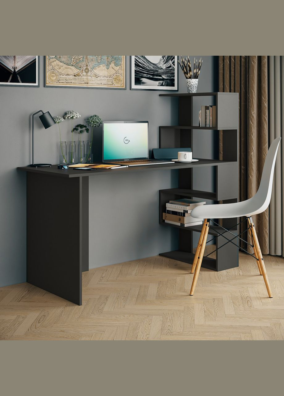 Стіл комп'ютерний, письмовий стіл з полицями ST-0015 від MORELI (335424633)