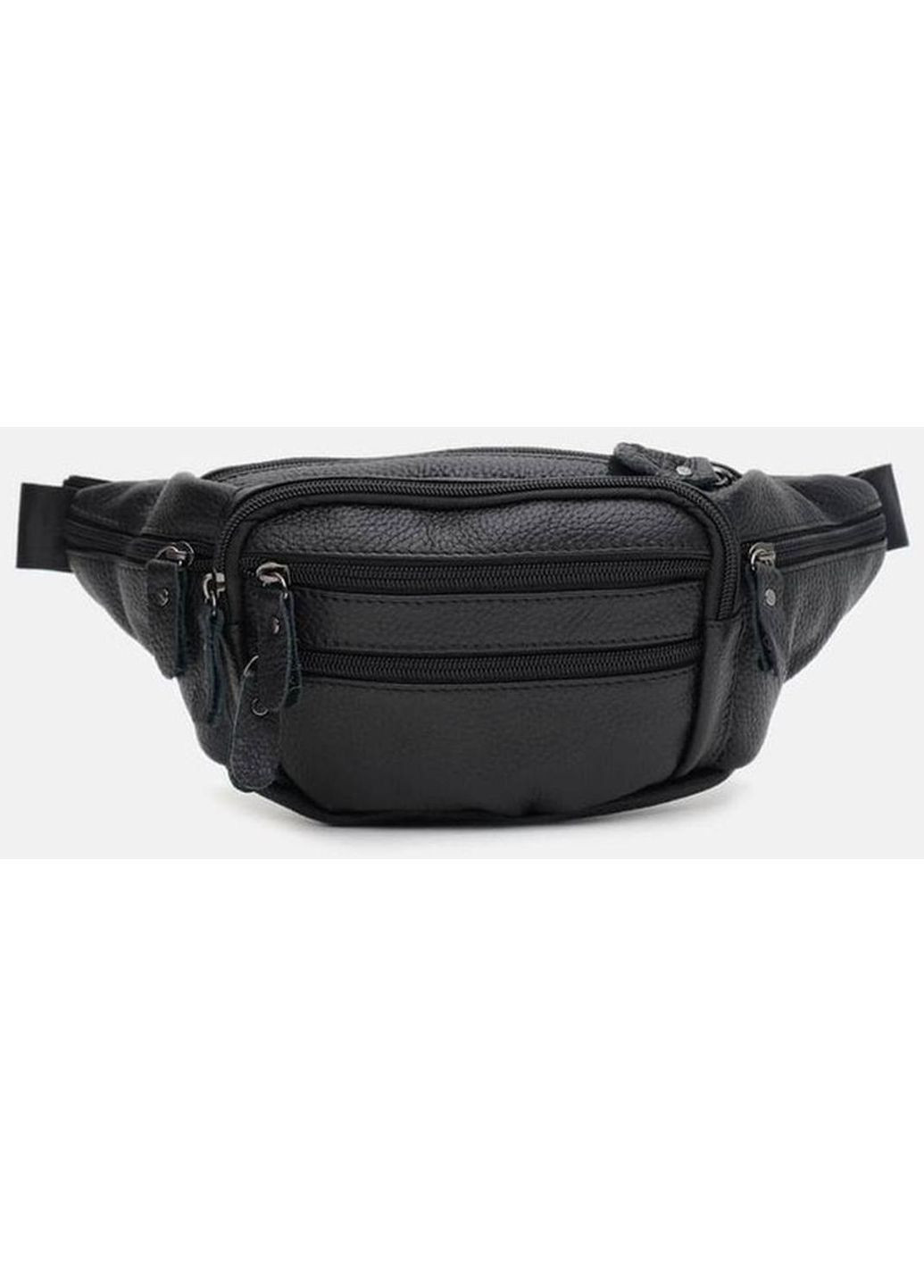 Мужская кожаная сумка на пояс бананка через плечо для телефона и для документов средняя Черный 38712 Keizer (353302651)