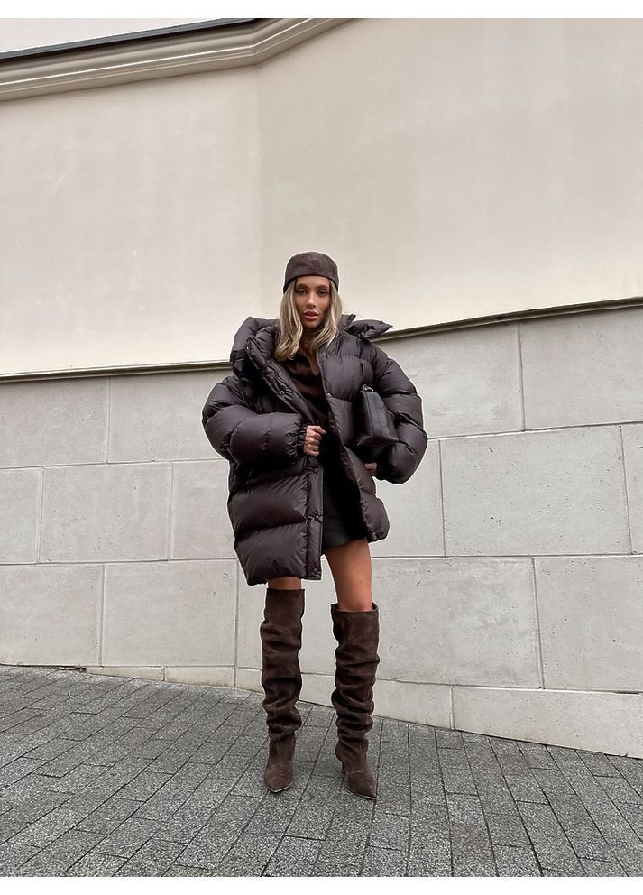 Коричнева куртка transformer подовжена колір шоколад рейнс milirud