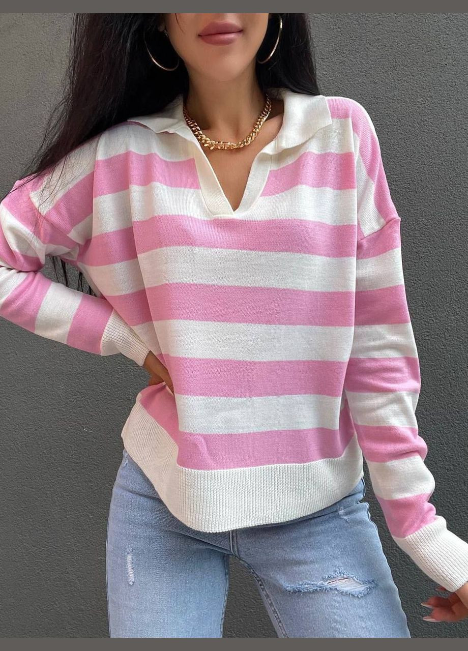 Світло-рожевий демісезонний стильний кежуал светр поло Vakko