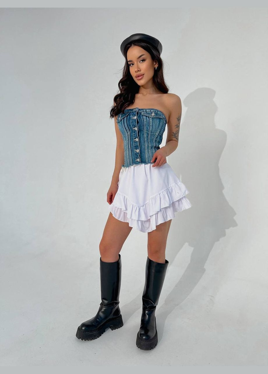 Белая праздничный, коктейльный, пляжный, повседневная, кэжуал, вечерний зебра женская мини-юбка с воланами Vakko