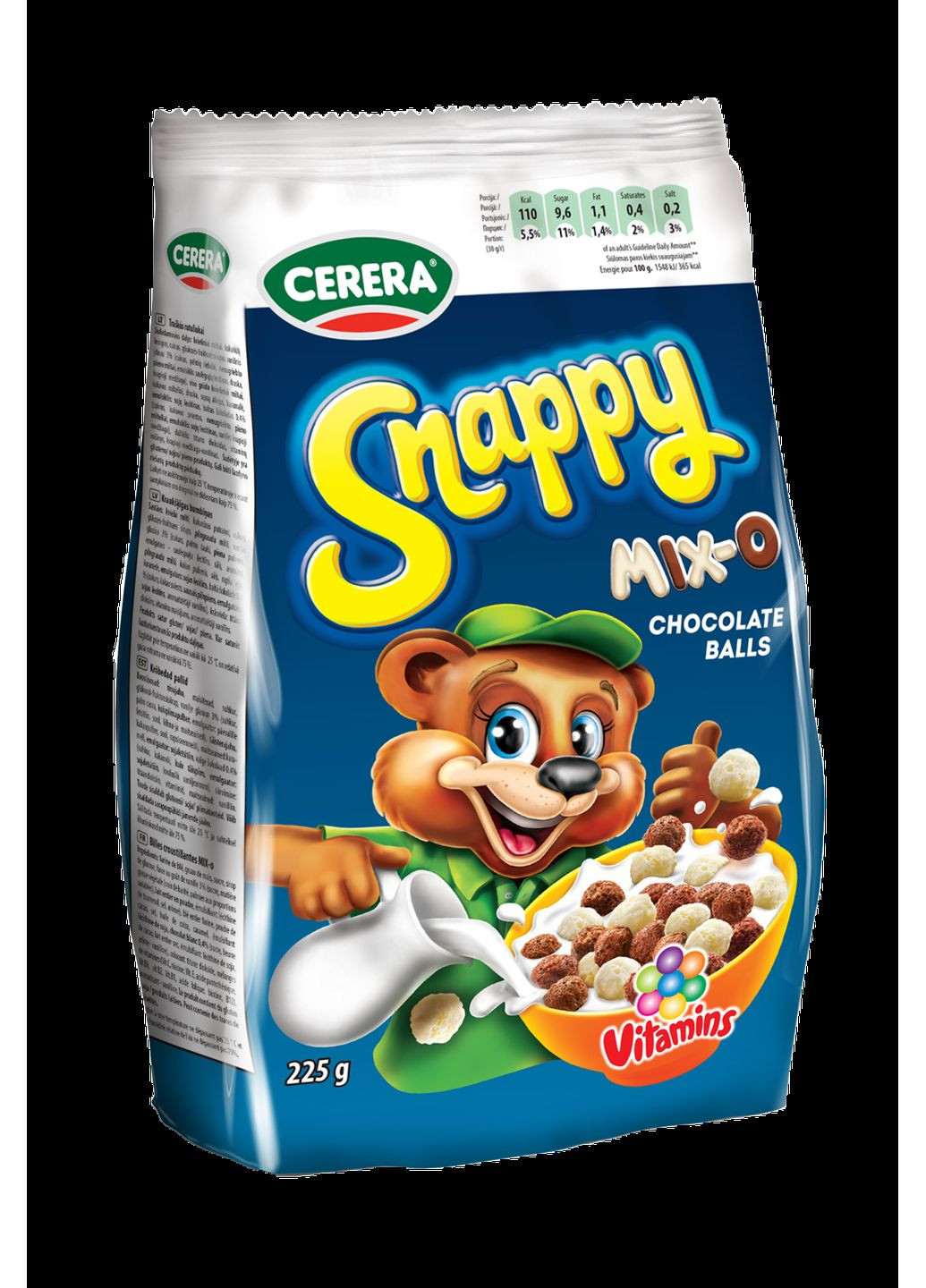 Сухие полезные завтраки хрустящие шарики Snappy mix-o с молочным шоколадом для детей 225г TM Литва Cerera (303360299)