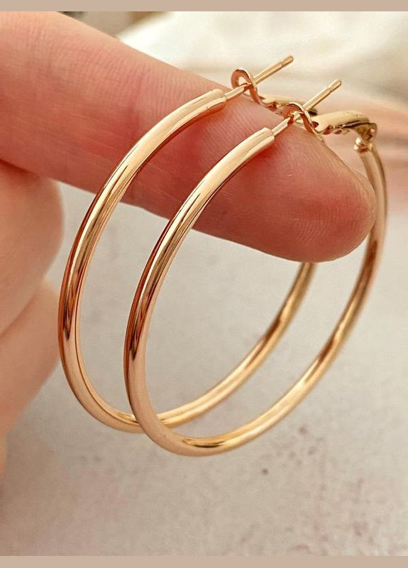 Позолоченные Серьги-Кольца д.4см, Позолота No Brand (345742027)