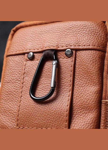 Сумка поясная на ремень мужская кожаная маленькая Рыжий 35081 Vintage (333299982)