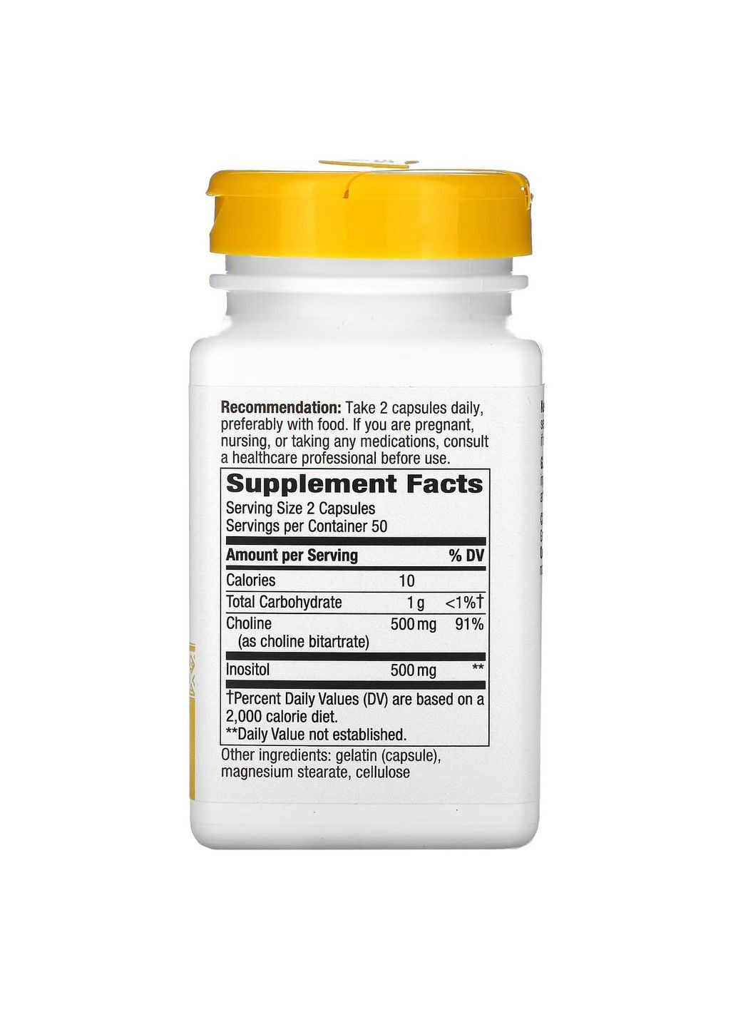 Холін і інозитол, Choline Inositol, 500 мг, 100 капсул Nature's Way (347600877)