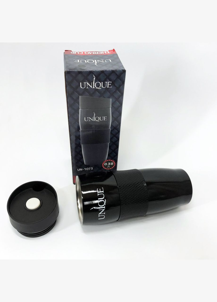 Термокухоль UN-1073 0.38 л, Термос для питної води туристичний. Колір: чорний Unique (364664666)