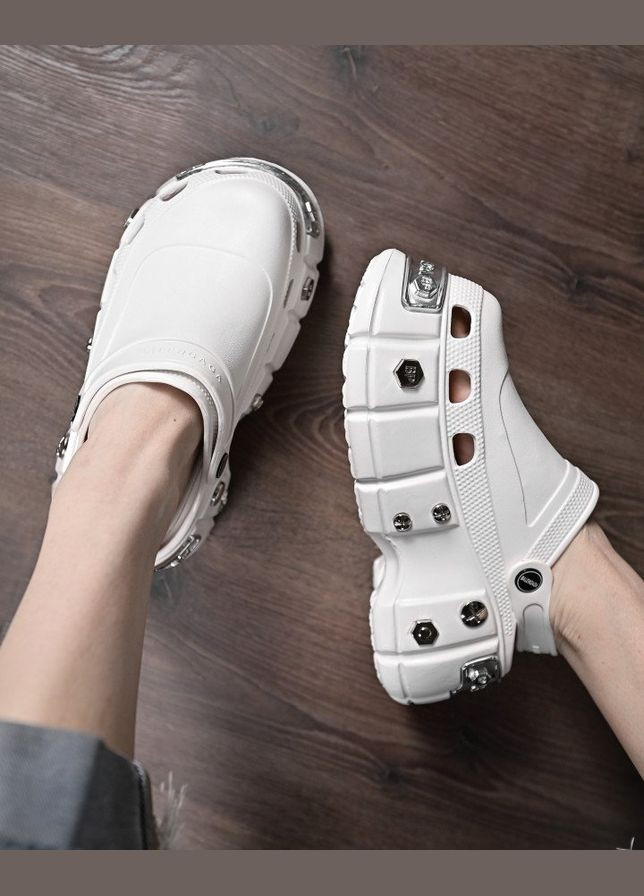 Женские кроксы на платформе meetal white No Brand белые лето (346052545)