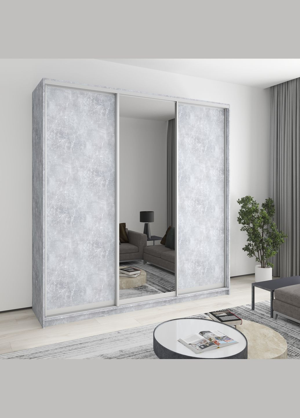 Шкаф-купе трехдверный Стандарт AL 2ДСП/Зеркало 230x60x240 см (MBS-1853) MebelStar (346288791)