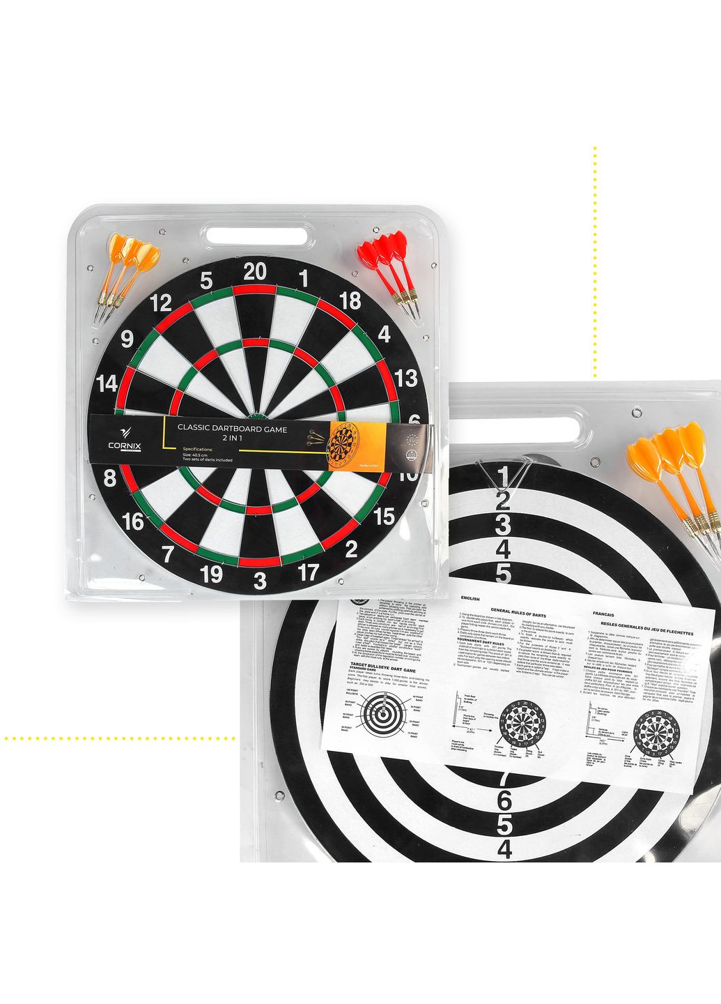 Дартс классический Dartboard Game 2 в 1 40.5 см + 2 комплекта дротиков Cornix XR-0392 (323654194)
