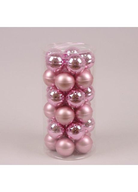 Шары новогодние стеклянные D 5,7 см 30 шт. (44585), розовые, шары на елку, елочные игрушки Flora (311201204)