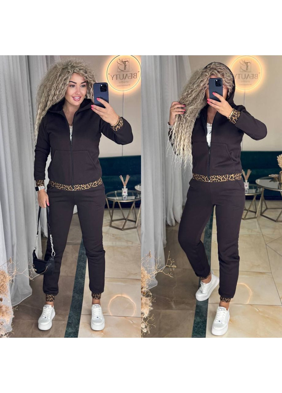 Костюм двійка тринитка на флісі+дорога фурнітура,штани та кофта з капюшоном Україна (352253592)