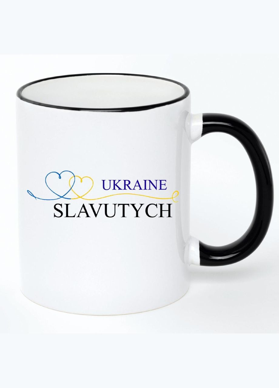 Чашка Славутич Город Украины (кружка, кружка) Белая с черной ручкой 330 мл No Brand (322715342)