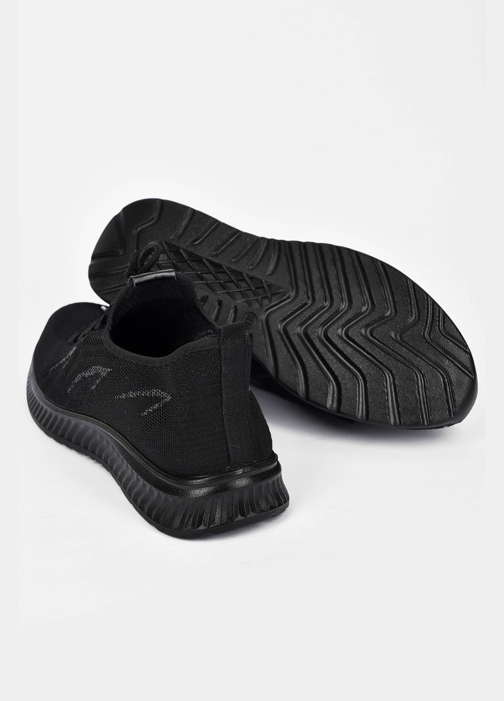 Чорні Осінні кросівки чоловічі чорного кольору на шнурівці текстиль Let's Shop