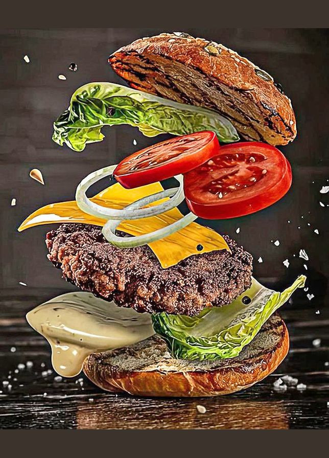 Набір алмазної мозаїки НА підрамнику АЛМр-217 "Бургер", 40*50см АлМазка (335056487)