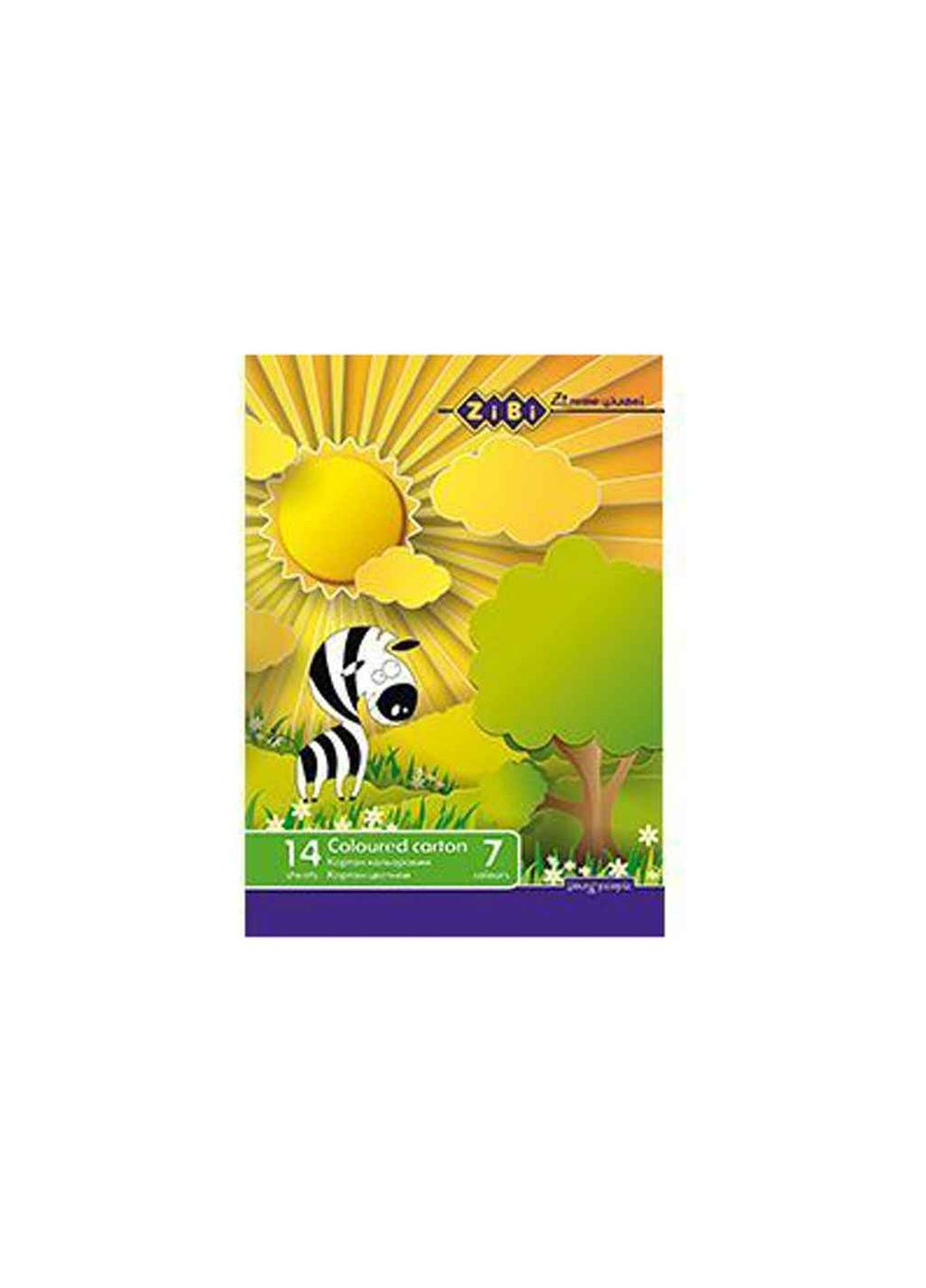 Картон кольоровий 14арк., А4, 7кол. - 230г/м2 Zibi (364683761)