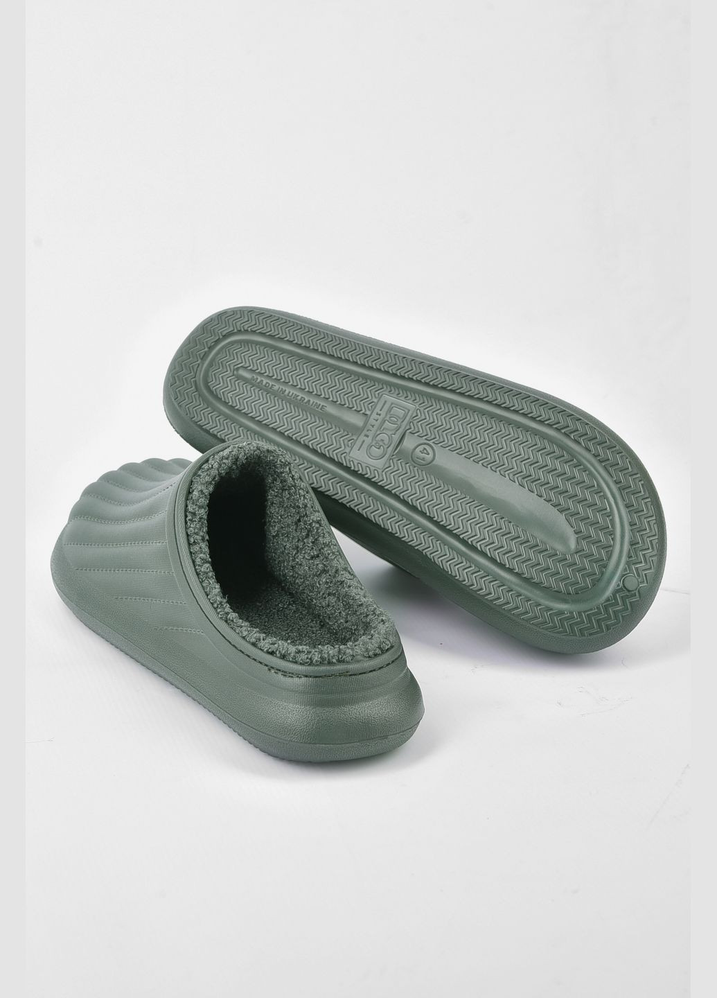 Калоші чоловічі на хутрі кольору хакі Let's Shop (305663542)