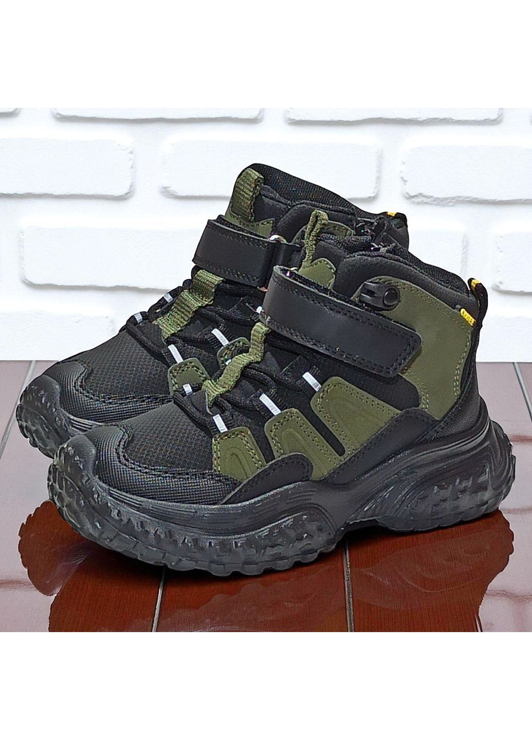 Хаки спортивные, повседневные, кэжуал осенние утепленные демисезонные ботинки, демисезонные хайтопы, утепленные хайтопы на флисе для мальчика клиби Clibee