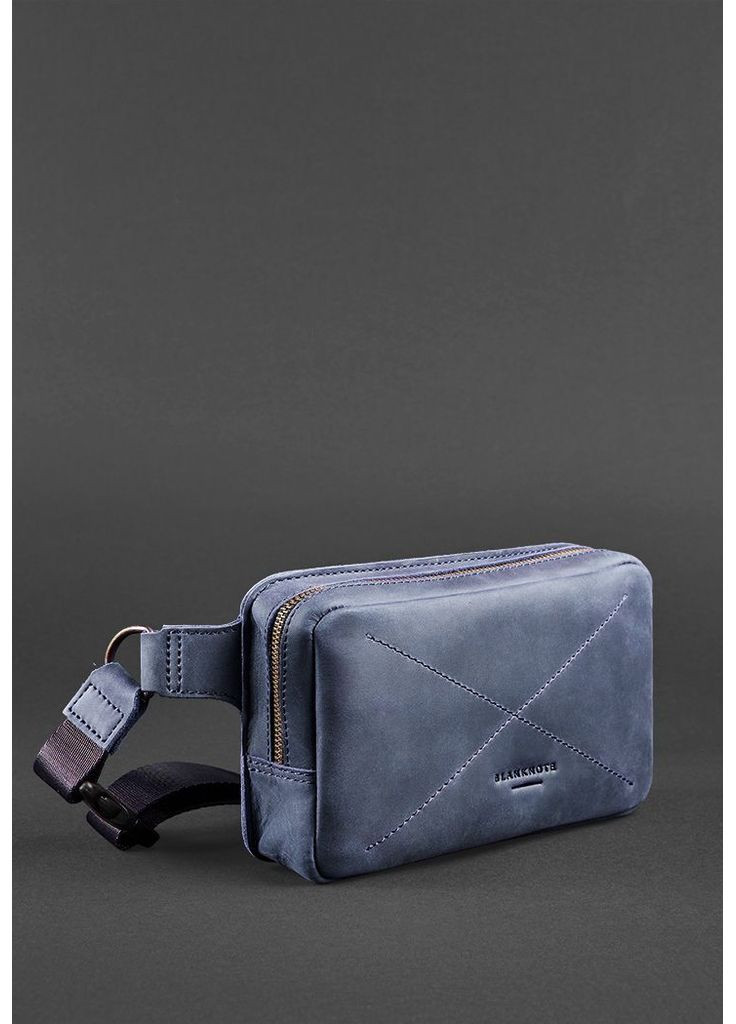 Кожаная поясная сумка Dropbag Mini синяя BlankNote поясна сумка (348359355)