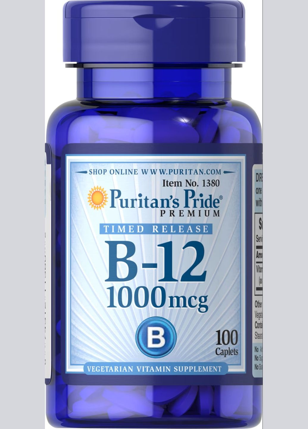 Вітамін В12 Puritan's Pride Vitamin B-12 1000 mcg Timed Release 100 Caplets Puritans Pride (291848547)