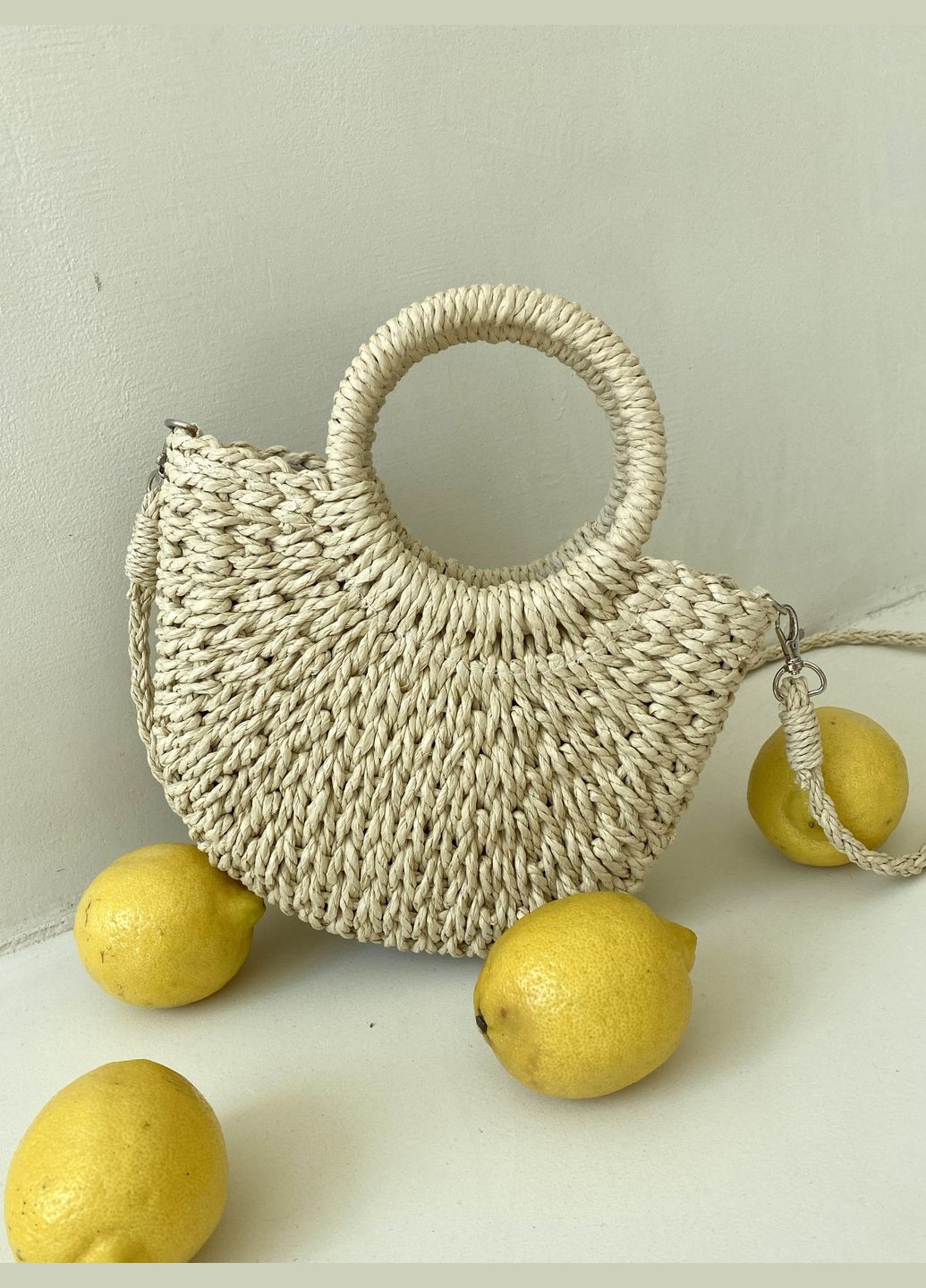 Женская маленькая летняя плетеная сумка с длинной ручкой MINI No Brand (342100123)