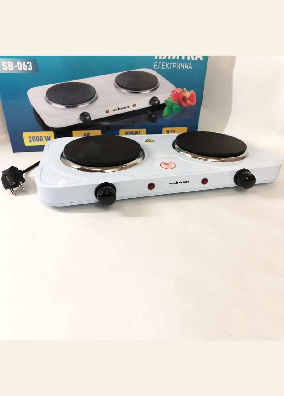 Настольная плита электрическая SB-063, электроплита двойная, двухкомфорочная. Цвет: белый Sea Breeze (365670316)