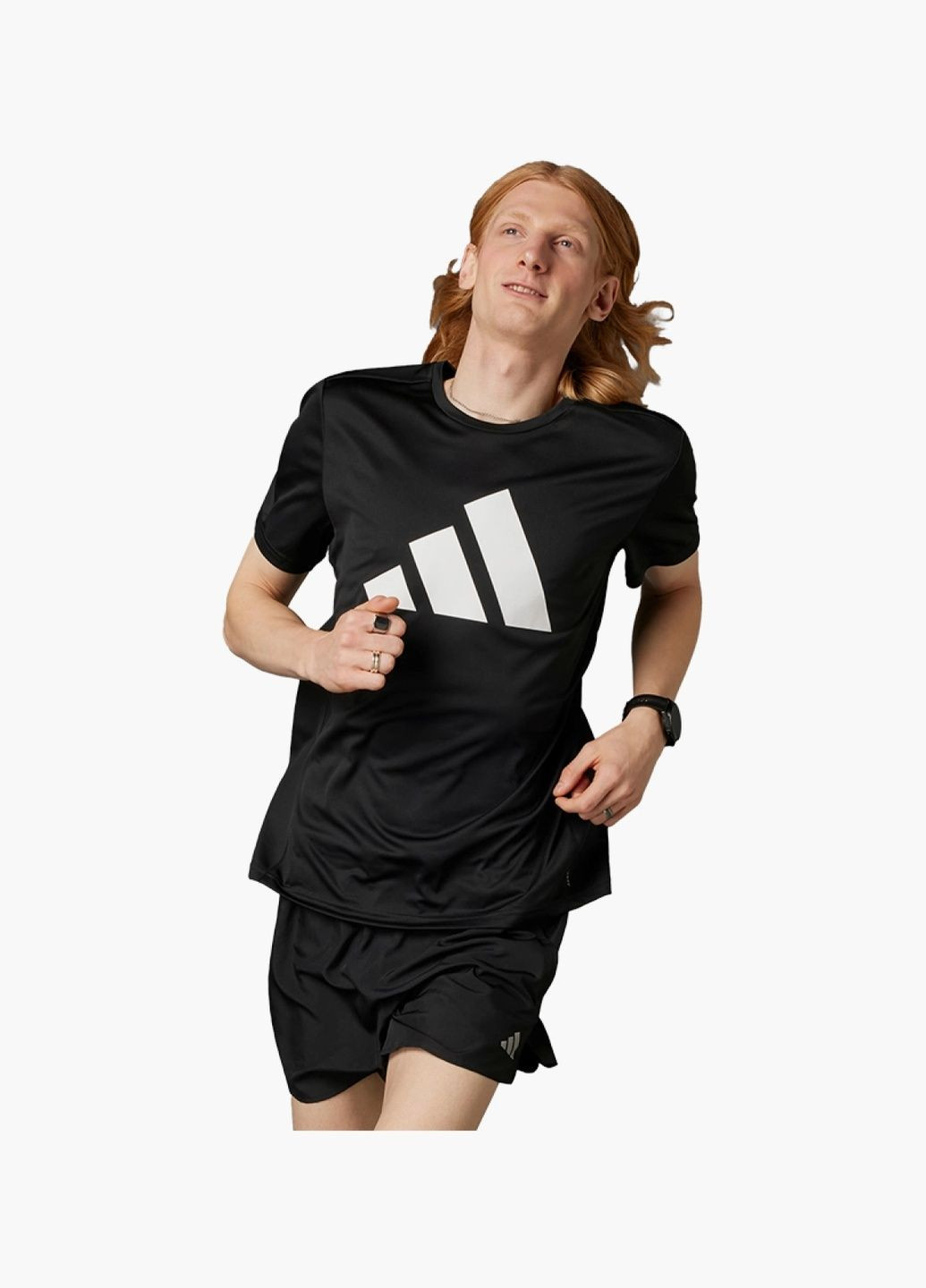 Чорна футболка чоловіча run it black il7235 adidas