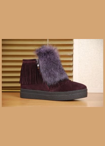 Бордовые натуральные замшевые ботинки осенние женские на утолщенной подошве, удобные стильные No Brand