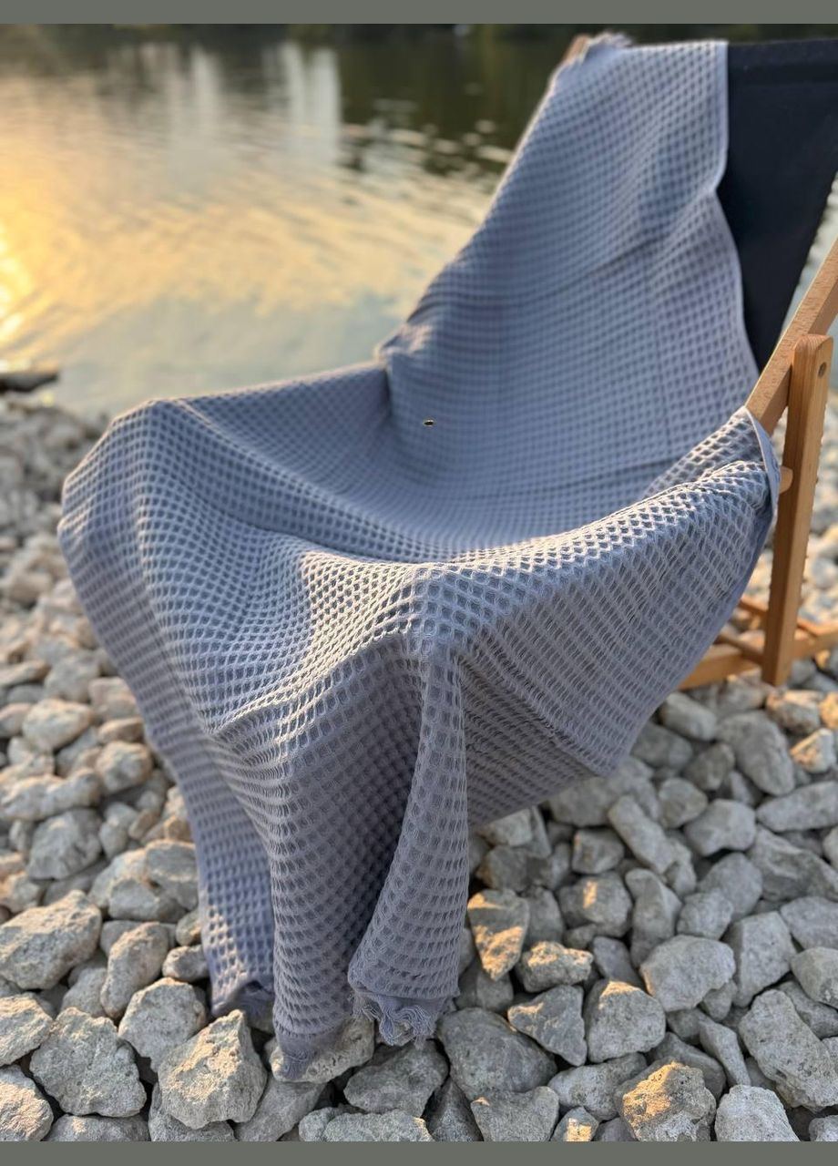 Полотенце пештемаль для сауны 150х100 см (П4К-turkish-polotence-002-04) Sikel однотонный темно-серый