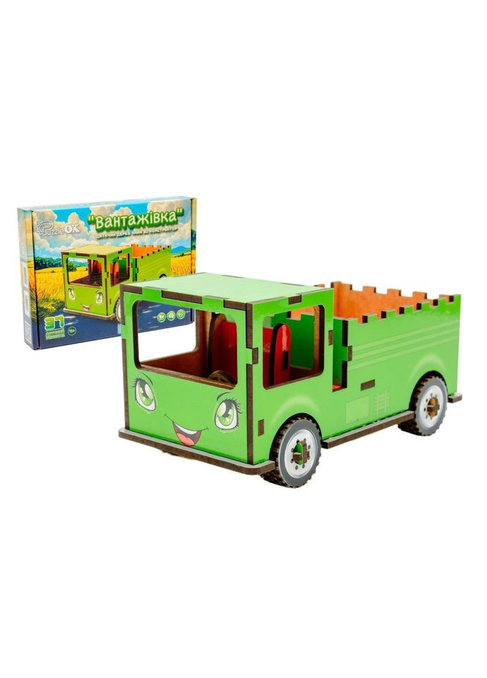 Дитячий дерев'яний 3D конструктор "Вантажівка" Puz-00929, 37 деталей PuzzleOK (315023049)