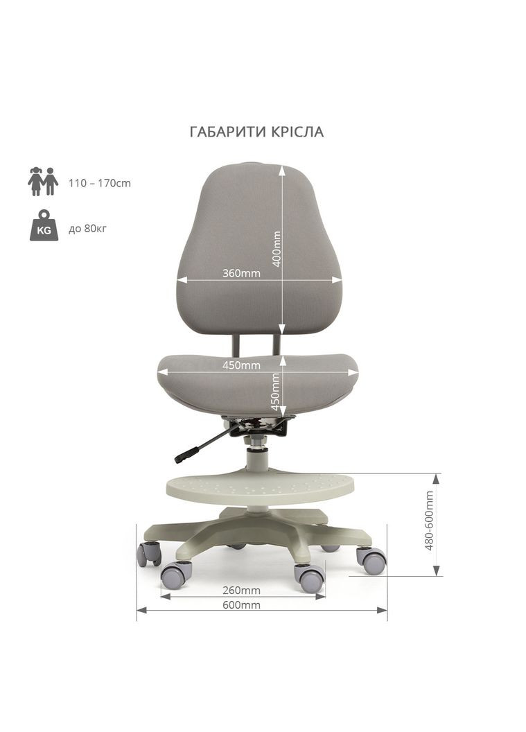 Детское ортопедическое кресло Paeonia Grey Cubby (348466684)