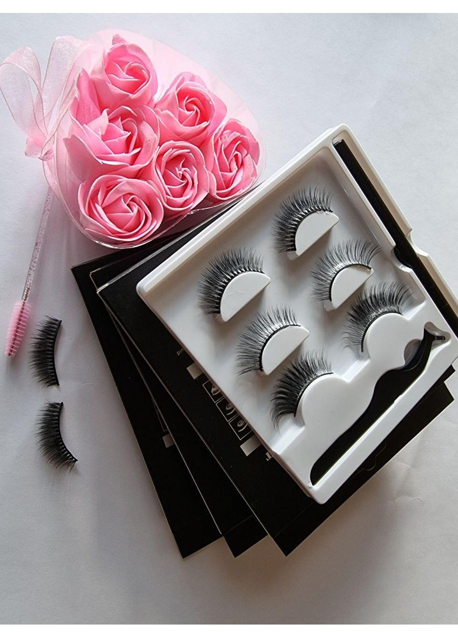 Наращивание многоразовые ресницы 3 пары Микс 1+ Маркер подводка для надевания Прозрачный Magnetic Lashes (366668501)