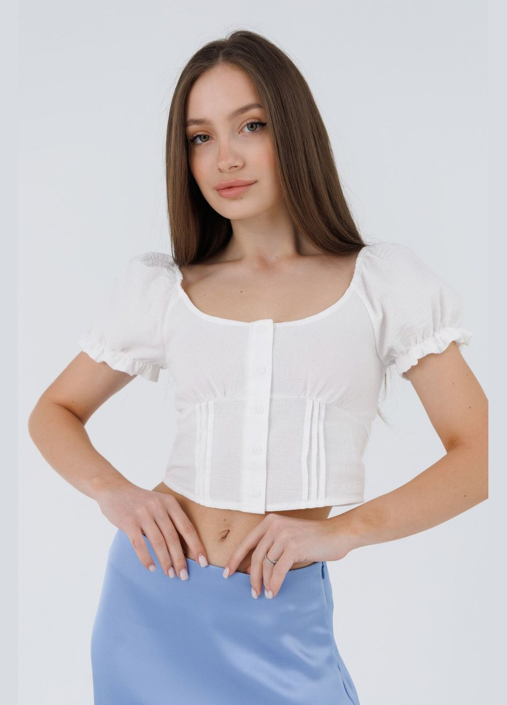 Молочна блуза однотонна жіноча 2421 (2000990588937s) shop (2000990588937) No Brand