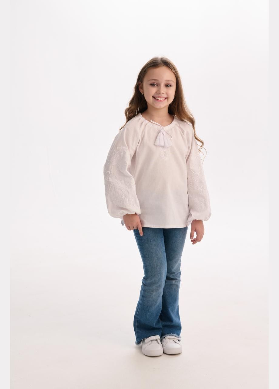 Біла вишиванка для дівчинки "голубка" MEREZHKA візерунок орнамент бязь (307152848)