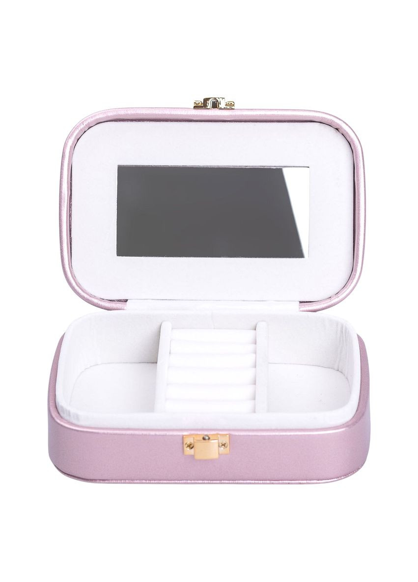 Скринька для прикрас з екошкіри із дзеркалом Органайзер для ювелірних виробів рожева для жінок Стильний органайзер ProDobro (364192119)