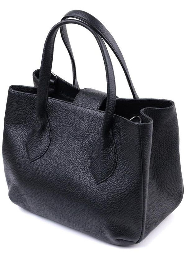 Сумка шоппер жіноча з натуральної шкіри на плече середня Чорний 39053 Shvigel (353302638)