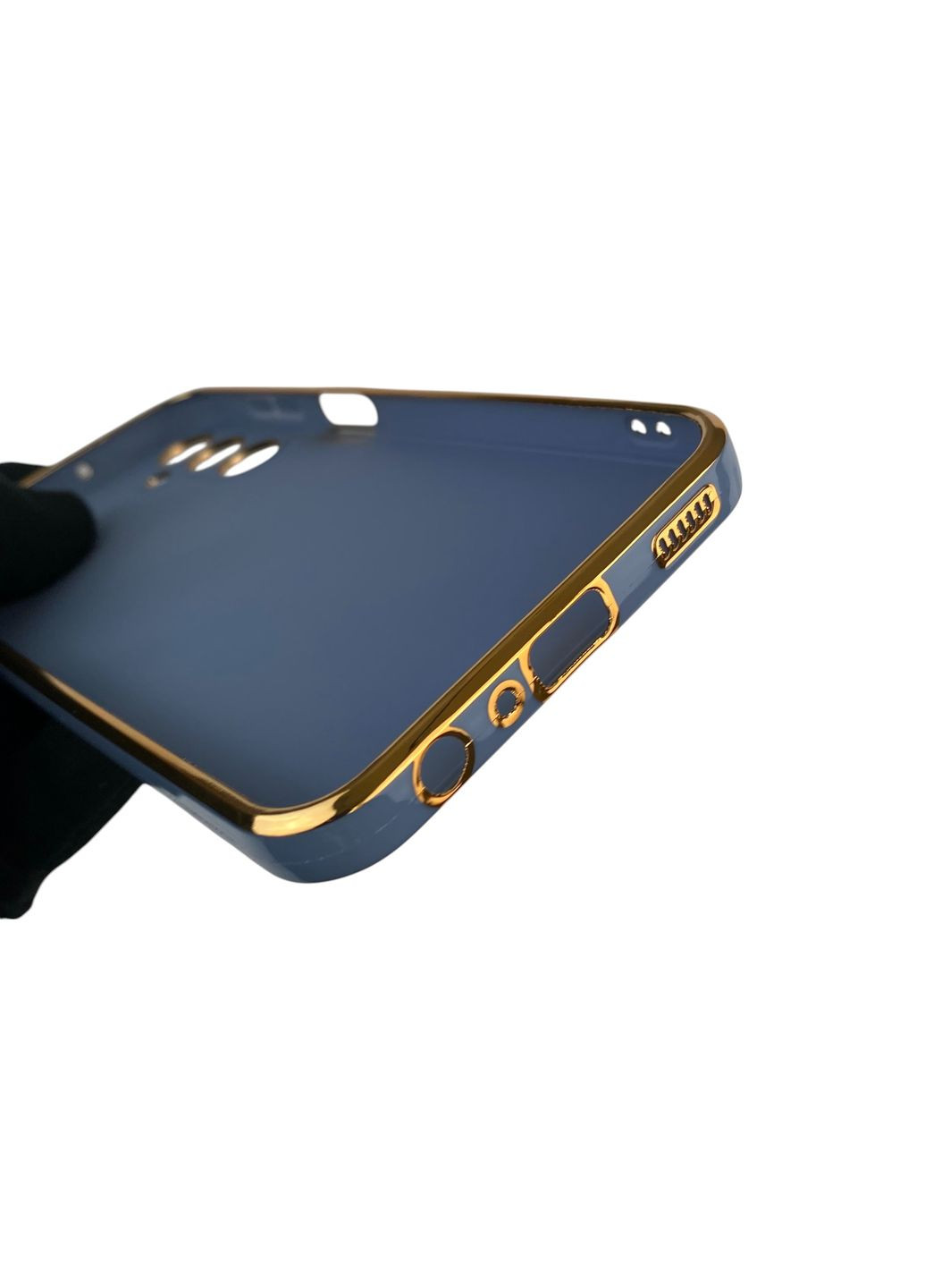 Чохол для Galaxy A24 (SM-A245F) глянцевий із захистом камери із золотою окантовкою на самсунг а24 синій gs1 Samsung (366233876)