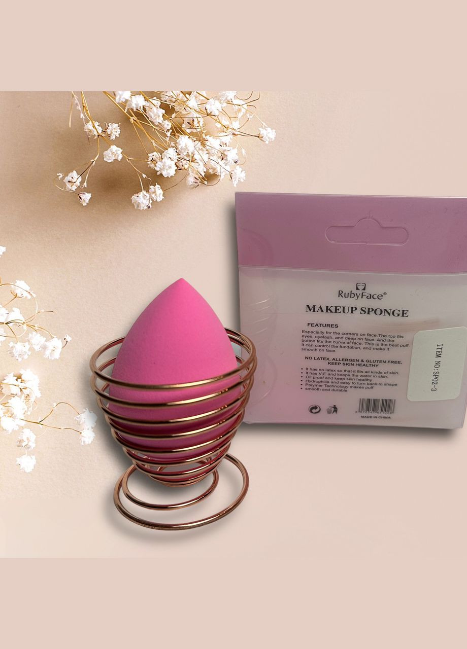 Спонж для макіяжу на металевій підставці, рожевий No Brand (302490851)