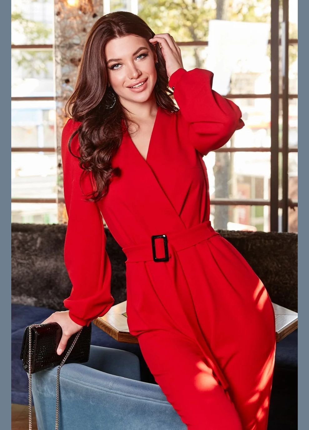 Комбинезон Seventeen комбинезон-брюки однотонный красный кэжуал креп-дайвинг