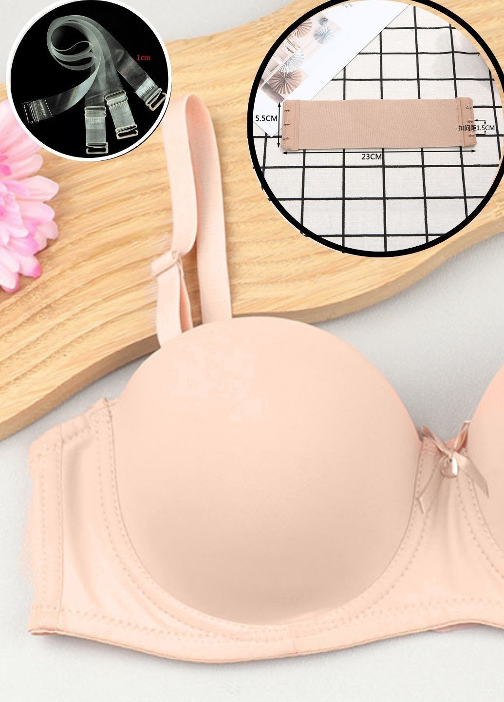 Бежевий балконет бюстгальтер-невидимка трансформер victoria push-up 36 75beige (6952) FS з кісточками поліамід