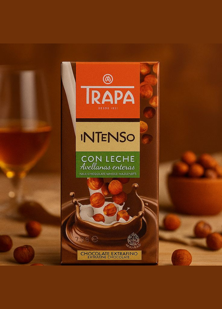 Шоколад молочний з лісовими горіхами 🍫 Trapa Intensо 175 г. Іспанія Giovanni (346049560)